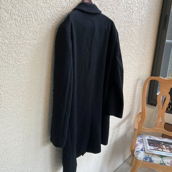 Men Wool Overcoat Black sz 44R Chest 48" - Picture 8 of 10